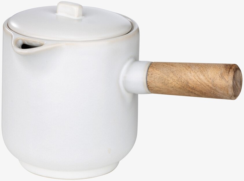 Kanna Med Handtag Vit Sand från Ernst med trähandtag