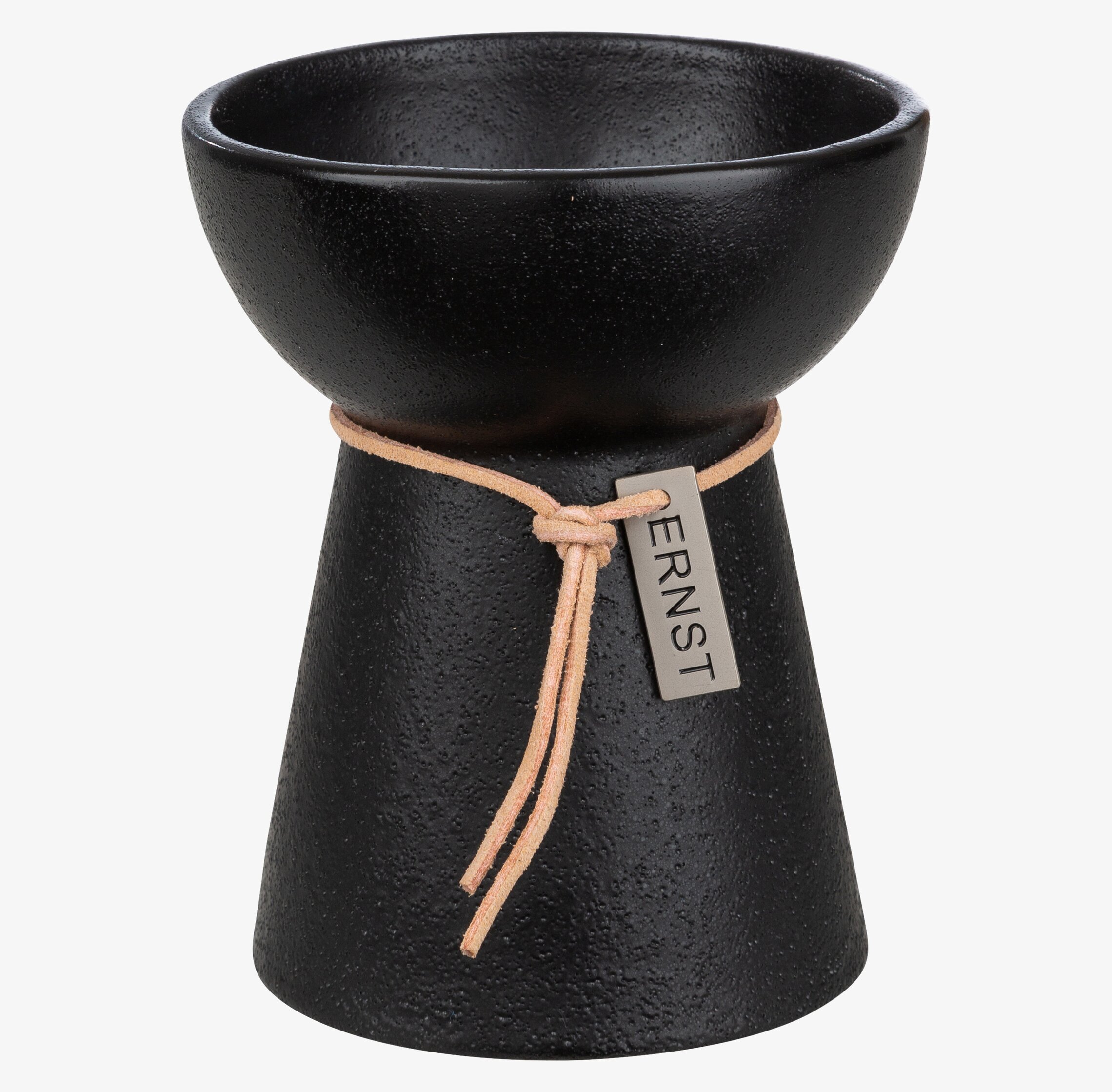 Hyacintvas Stengods ERNST från Ernst, svart med läderband