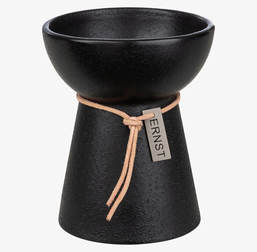 Hyacintvas Stengods ERNST från Ernst, svart med läderband