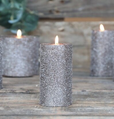 Rustik Blockljus Glitter Mocca Chic Antique Ljus Stearinljus Värmeljus