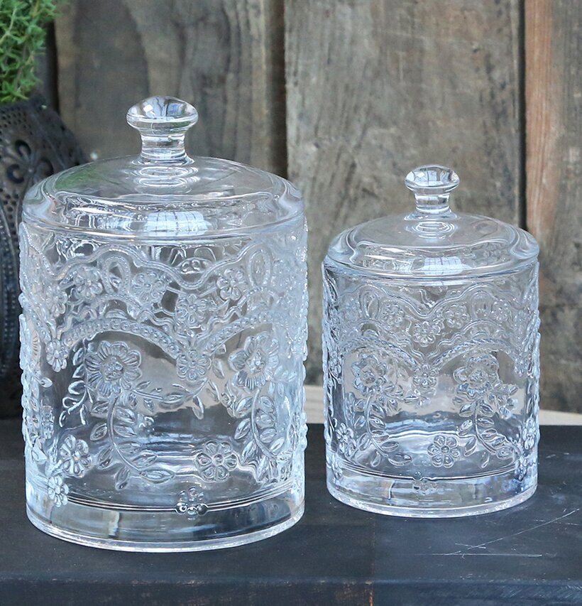 Glasburk Med Reliefmönster från Chic Antique, två storlekar