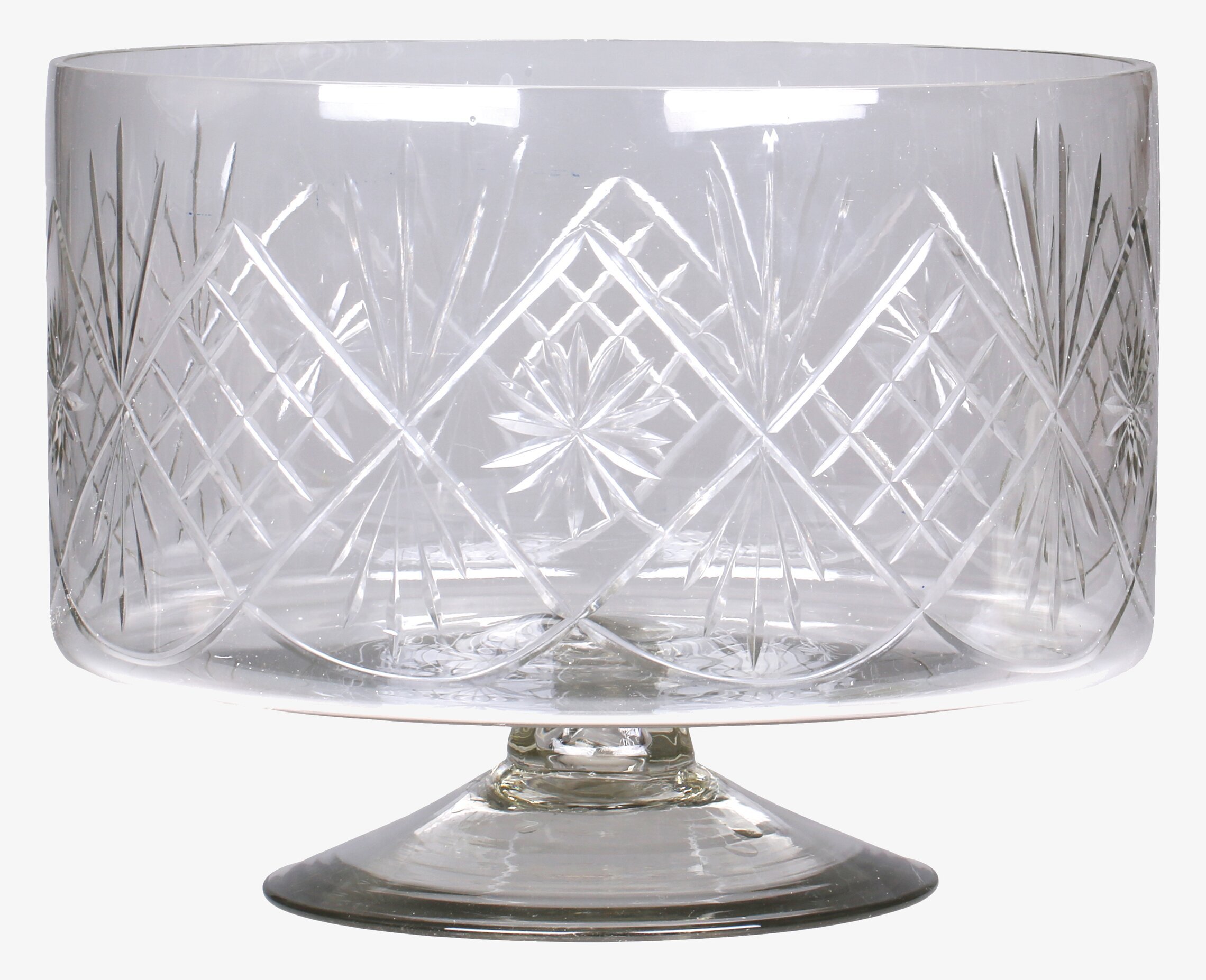 Glasskål På Fot Med slipat mönster från Chic Antique