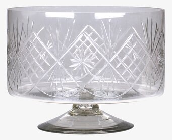 Glasskål På Fot Med slipat mönster från Chic Antique