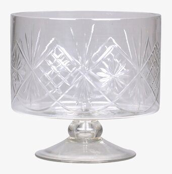 Glasskål På Fot Med slipat mönster från Chic Antique