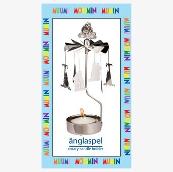 Foto av ett detaljerat änglaspel med Mumin-motiv