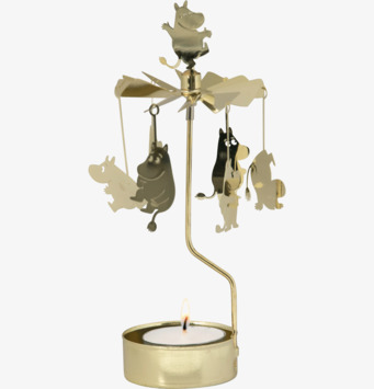 Bild av ett charmigt änglaspel med Mumintroll i guld