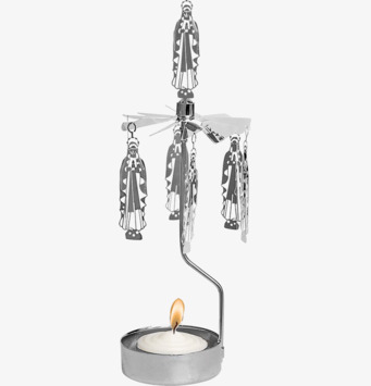 Bild av ett traditionellt änglaspel i glänsande metall