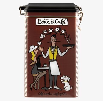 Bild av charmig plåtburk med humoristisk illustration