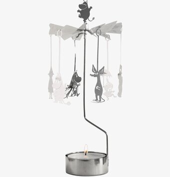 Bild av ett stort Mumin-änglaspel i silverfärg