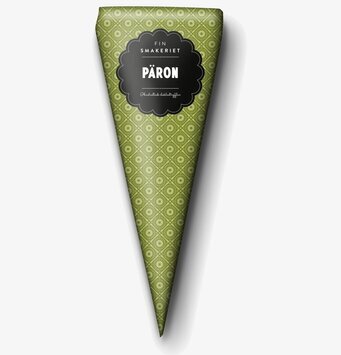 Chokladtryffel Päron från Finsmakeriet i grön konförpackning