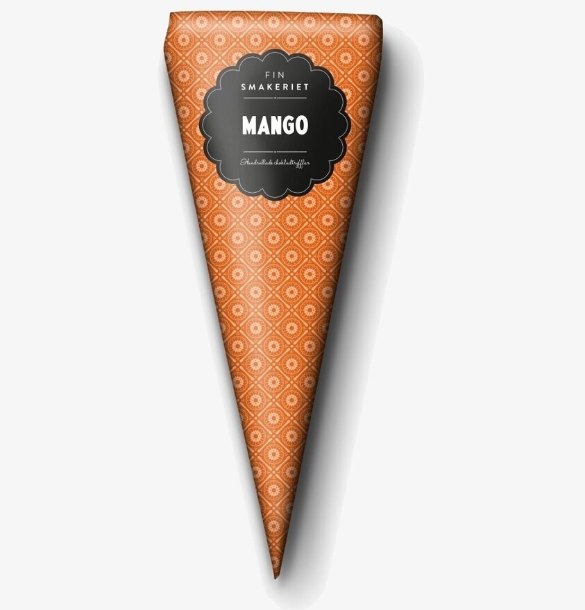 Chokladtryffel Mango från Finsmakeriet i orange förpackning