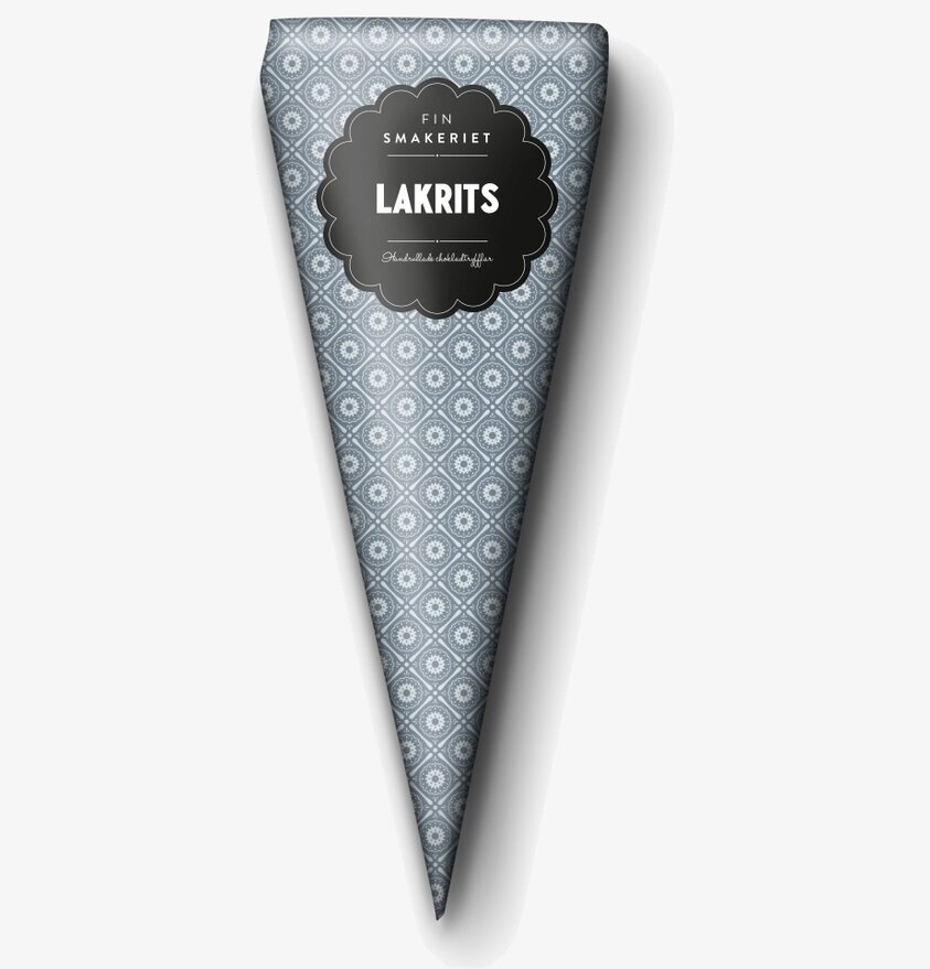 Chokladtryffel Lakrits från Finsmakeriet i konisk förpackning