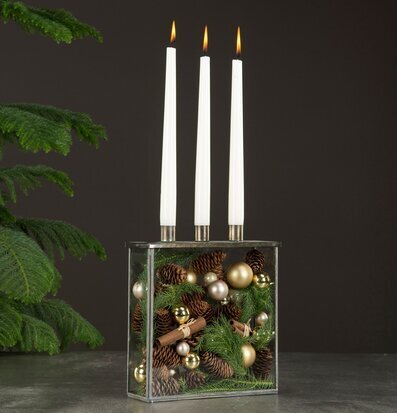 Glasbox Med Ljushållare från A Lot Decoration med juldekor