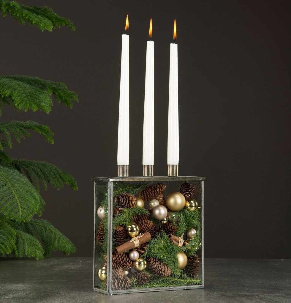 Glasbox Med Ljushållare från A Lot Decoration med juldekor