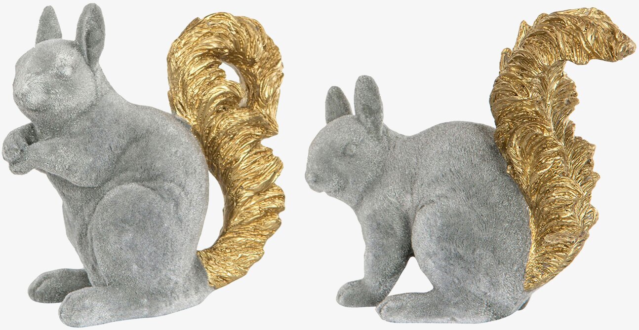 Ekorre Grå Velvet från A Lot Decoration, två ekorrar