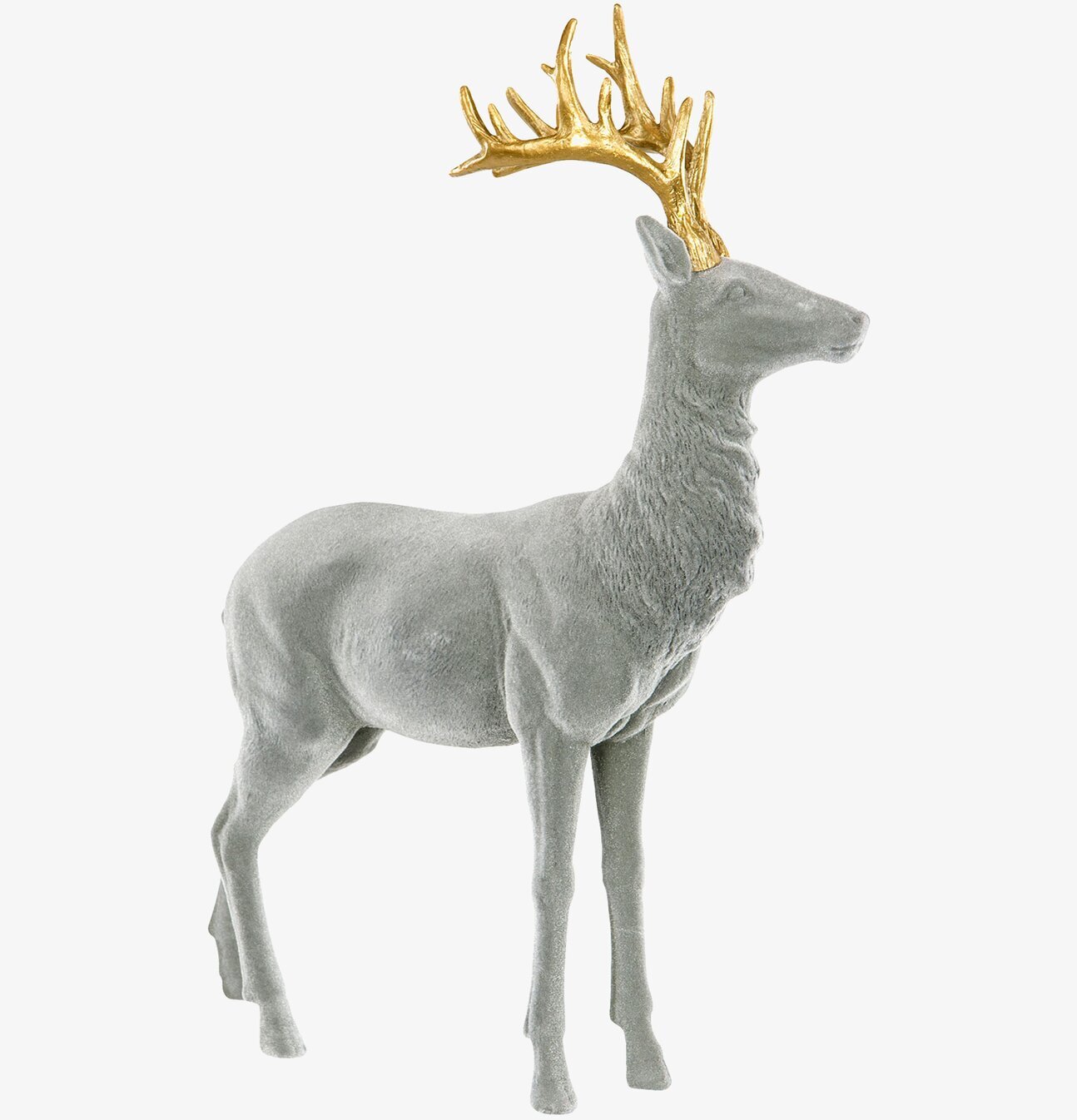 Hjort Grå Velvet från A Lot Decoration med gyllene horn