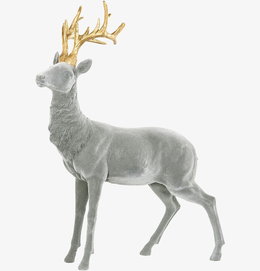 Hjort Grå Velvet från A Lot Decoration med förgyllda horn