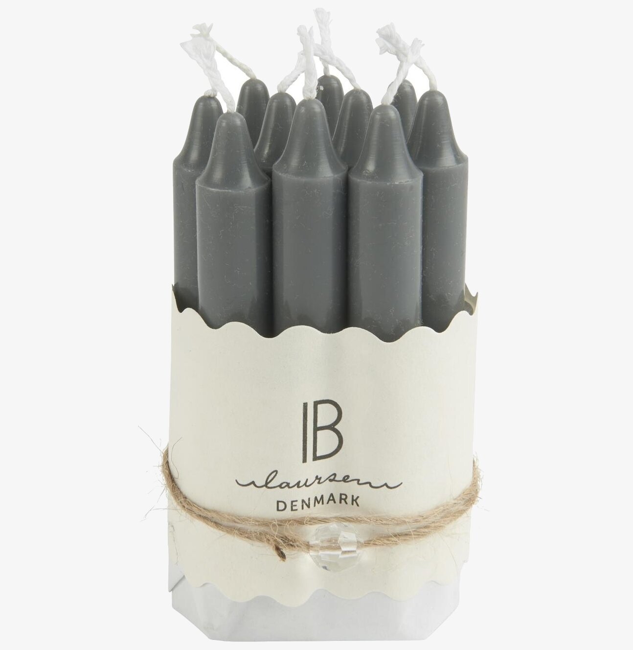Kertelys Mörkgrå 10-pack ljus från IB Laursen i förpackning