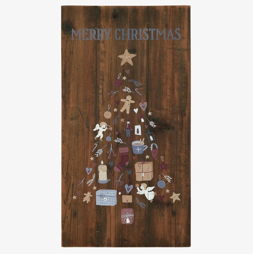 Träskylt - Merry Christmas från IB Laursen med julgran
