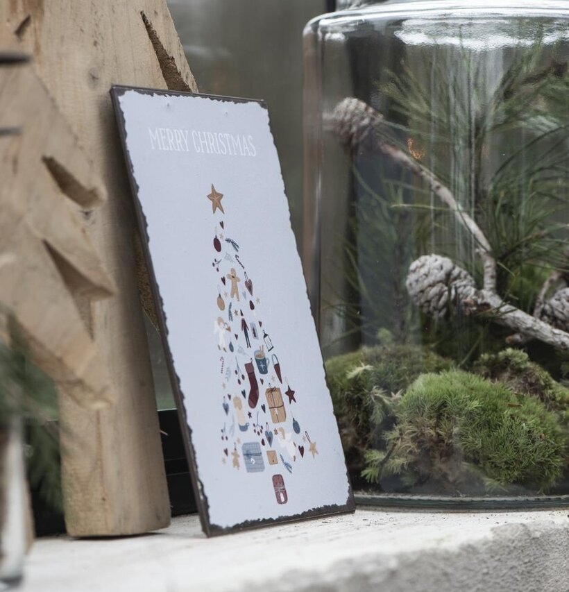 Metallskylt Merry Christmas från IB Laursen med julgran