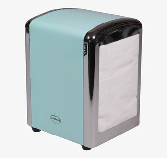 Servettställ Aqua från Cabanaz med ljusblå och kromad design