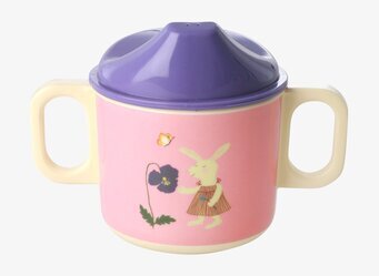 Bild av charmig babymugg med kaninmotiv och handtag