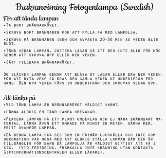 Fotogenlampa Rak Korg Liten från Strömshaga med manual