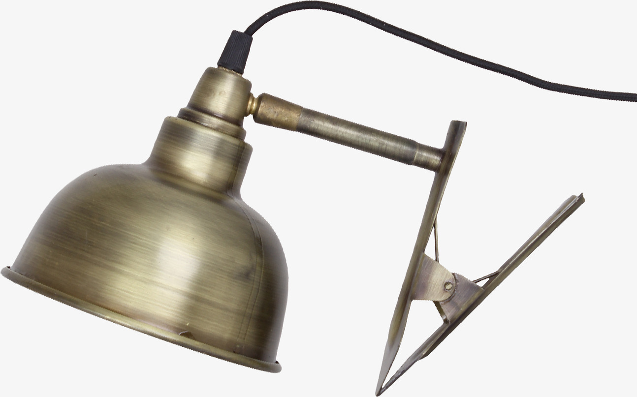 Vägglampa Klämma Antik Mässing från Strömshaga i närbild