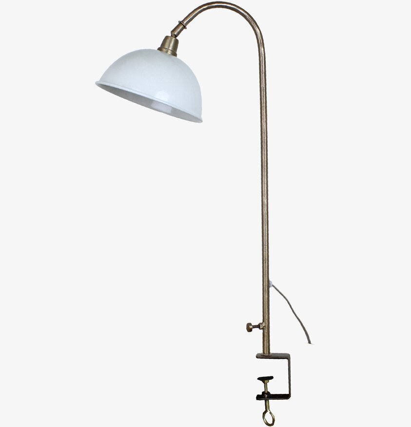 Bordslampa Pelle Antik Vit/Mässing från Strömshaga