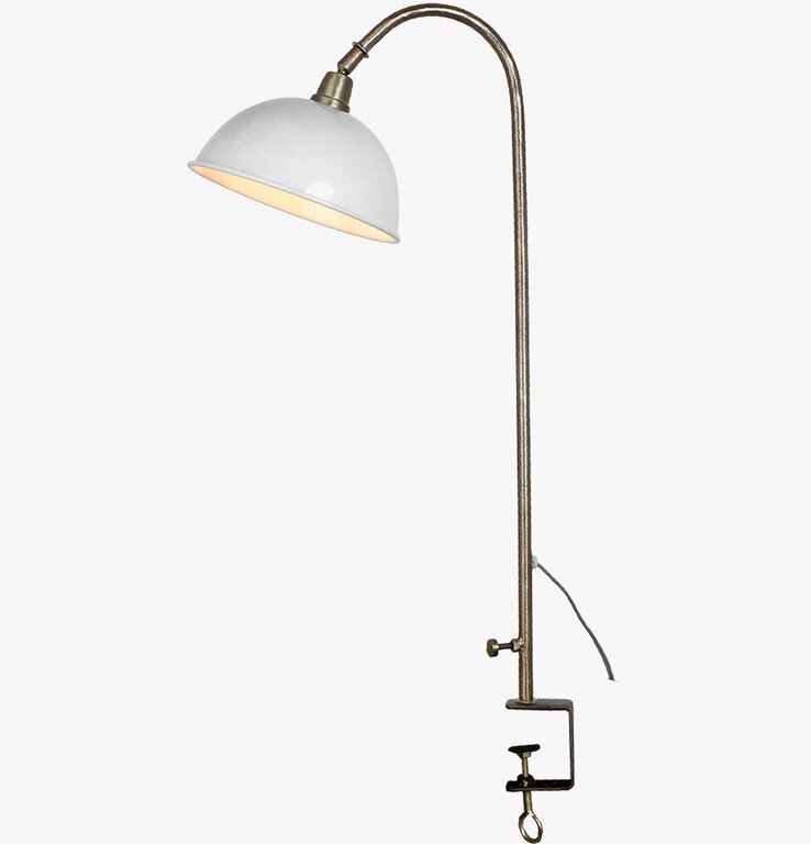 Bordslampa Pelle Antik Vit/Mässing från Strömshaga