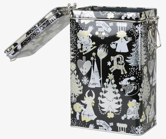 Bild av dekorativ kaffeburk med vintrigt mönster