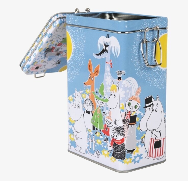 Bild av charmfull kaffeburk med Mumintroll-design