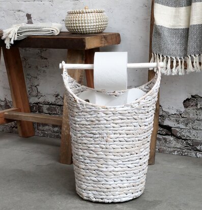 Korg Toalettpappershållare Vit från Chic Antique i rustik stil