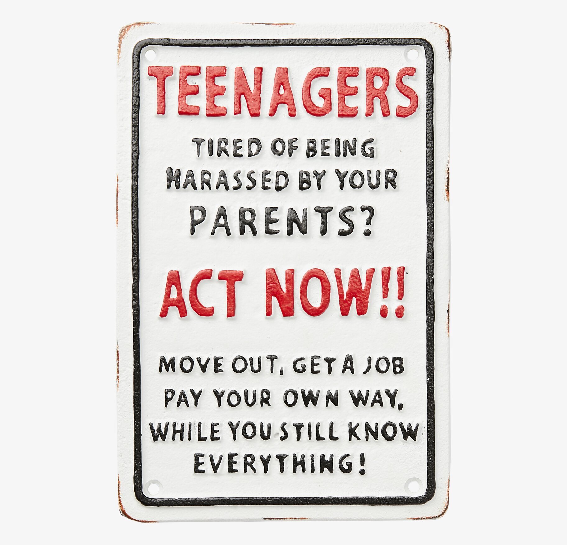 Facia Skylt Teenagers från Affari med humoristisk text