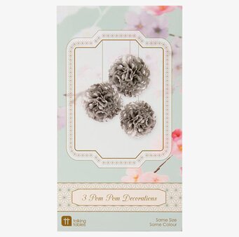 Talking Tables Pompoms Silver 3-pack festdekorationer