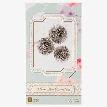 Talking Tables Pompoms Silver 3-pack festdekorationer