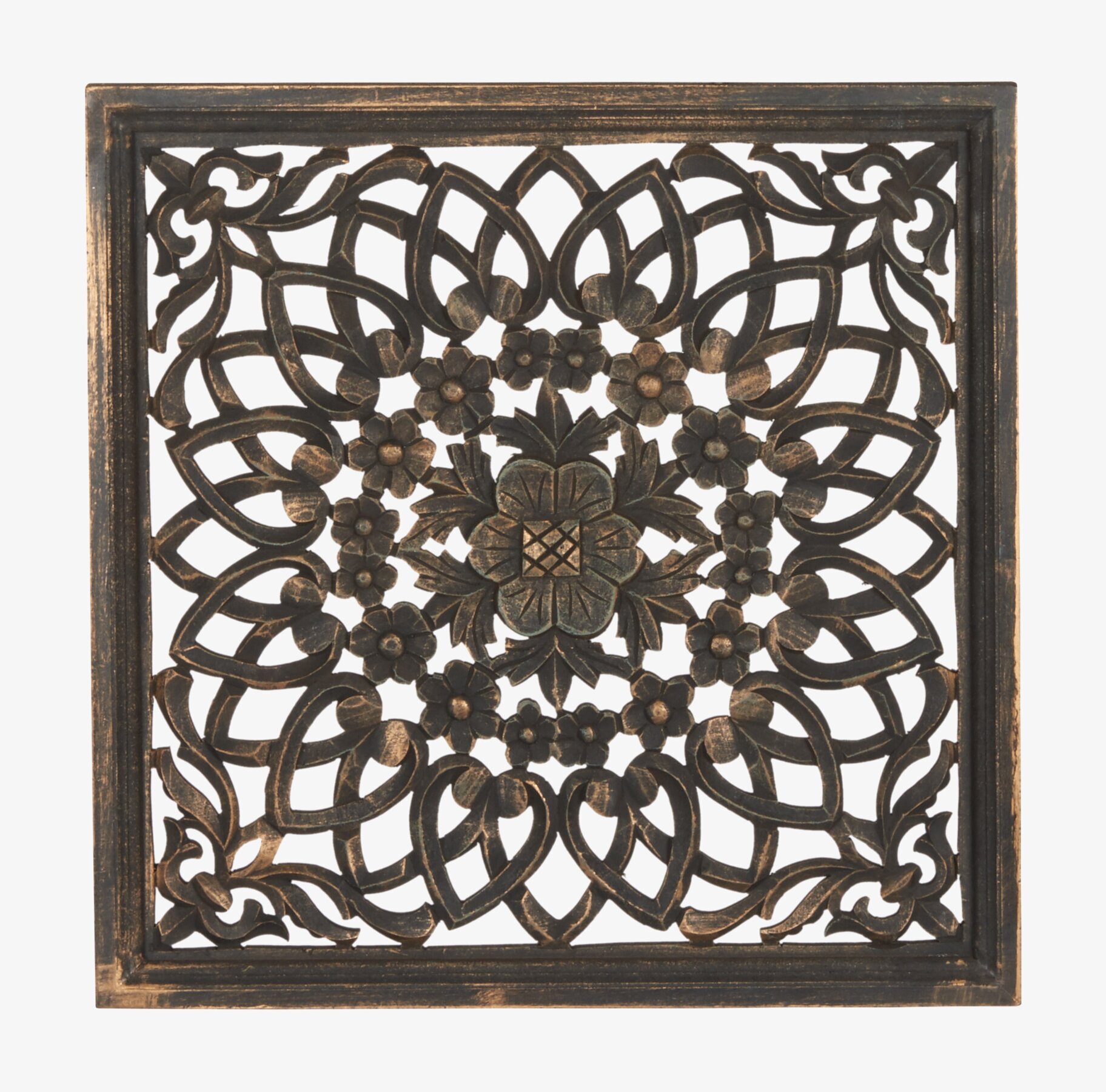 Väggdekoration Carve S Svart/Guld från Affari med blommotiv