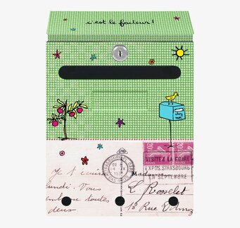 Brevlåda Trädgård från Derrière la porte, grön med mönster