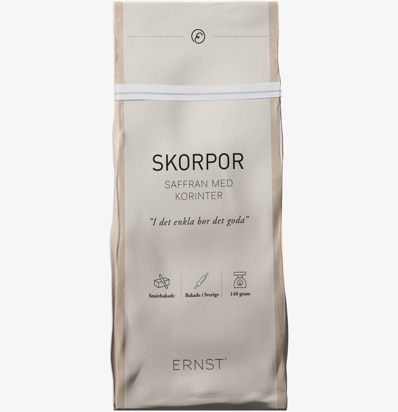 Förpackning av Skorpor Saffran & Korinter från Ernst