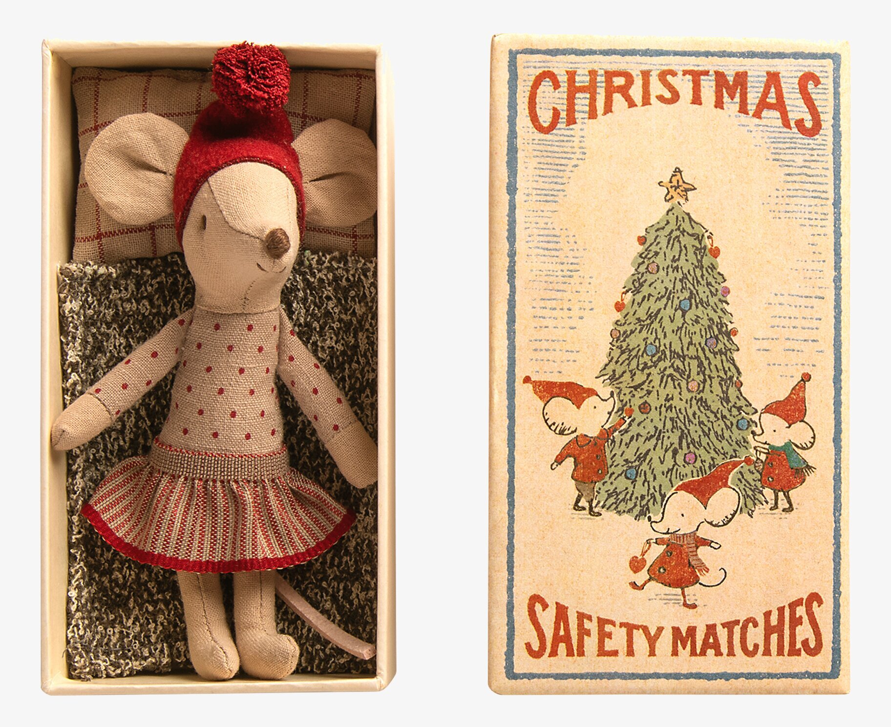 Tändsticksask Julmus Big Sister från Maileg i julig miljö