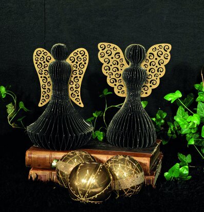 Ängel Svart/Guld XL från Trademan med böcker och växter