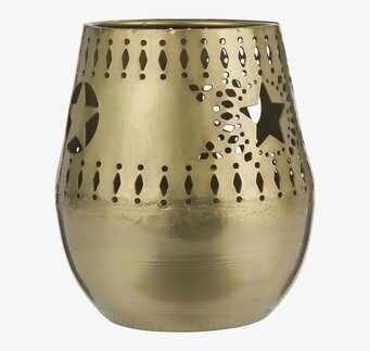 Foto av dekorativ lykta med stjärnmönster och guldfärg