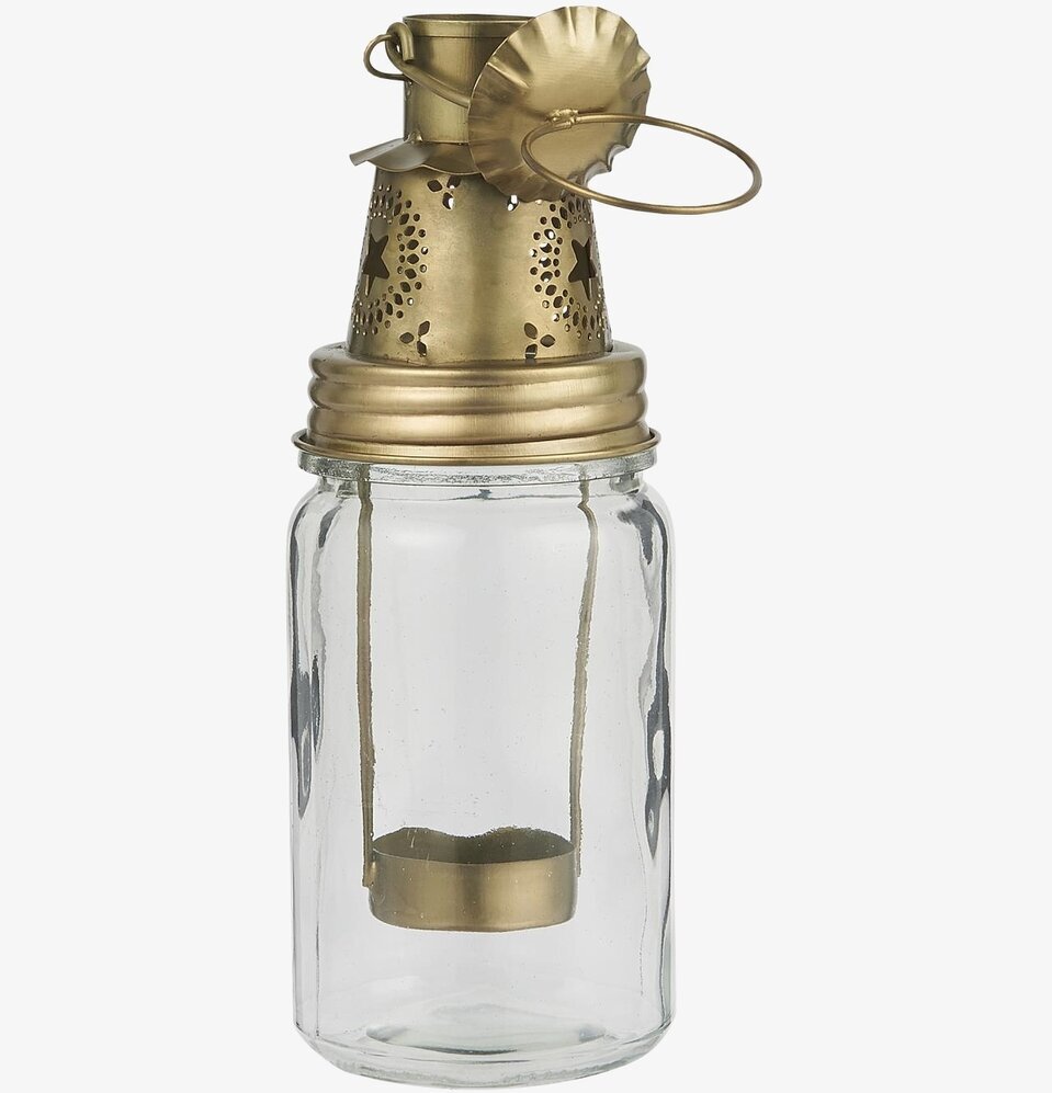 Hängande Ljuslykta Guld från IB Laursen i glas och metall