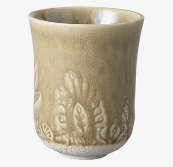 Latte Cup Arabesque Sand från Sthål med reliefmönster