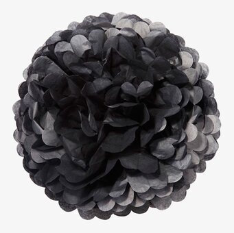 Pompoms Svart 3-pack från Talking Tables mot vit bakgrund