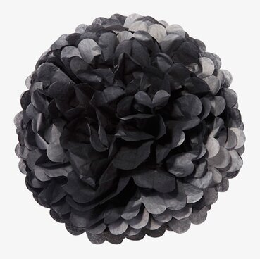 Pompoms Svart 3-pack från Talking Tables mot vit bakgrund