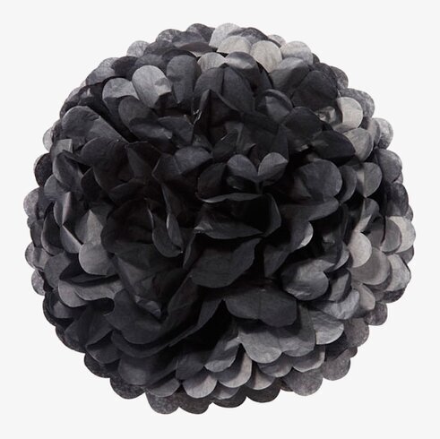 Pompoms Svart 3-pack från Talking Tables mot vit bakgrund