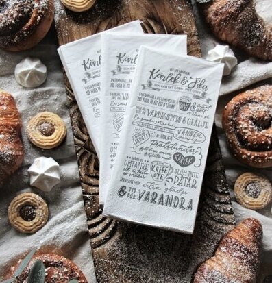 Servetter Kärlek & Fika Recept Vit från Majas Cottage, fika