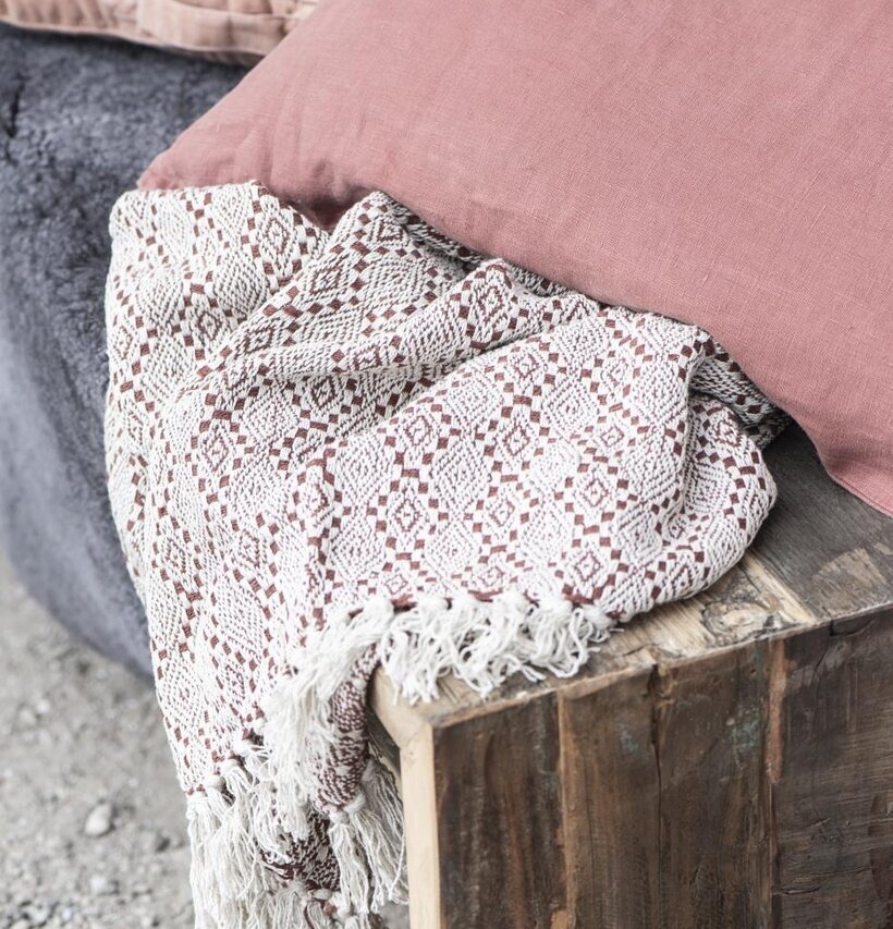 Pläd Harlekin Tegel från IB Laursen med tegelrött mönster