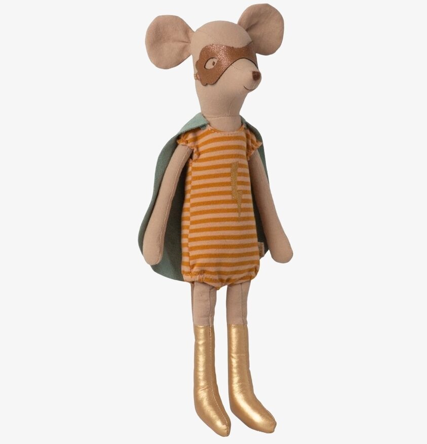 Super Hero Mouse Medium från Maileg i färgglad dräkt